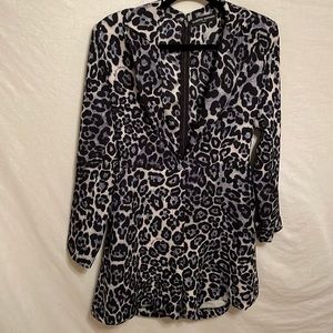 New Alberto Audenino Italian Black & Grey Deep Open V Shortall Romper, Large